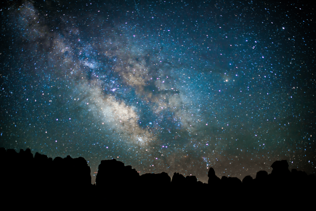 The night sky showing the Milky Way galaxy in Canyonlands National Park Utah